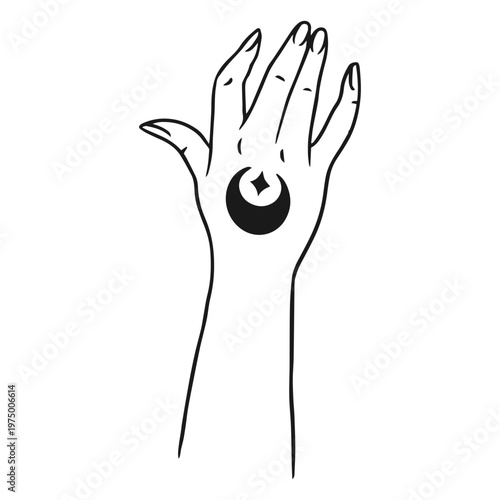 Moon design on a hand