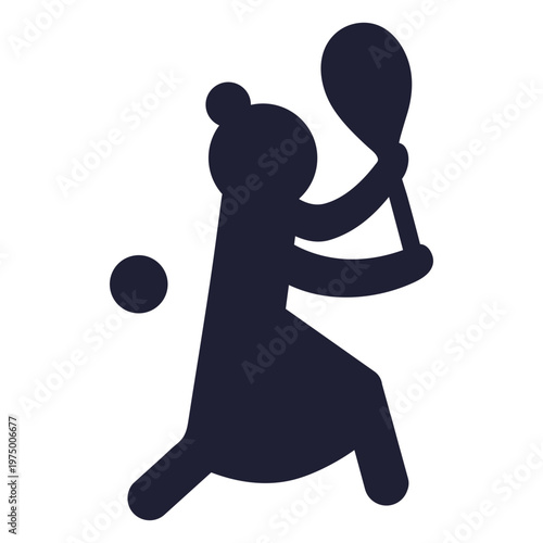 Silhouette of a woman tennis player serving