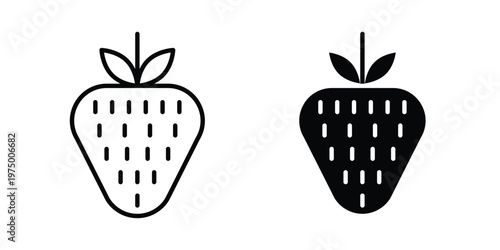 Strawberry icon on white background. linear pictogram. Flat symbols