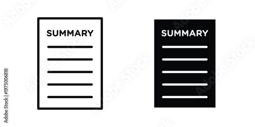 Summary icon on white background. linear pictogram. Flat symbols