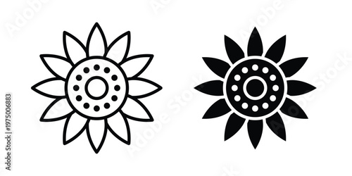 Sunflower icon on white background. linear pictogram. Flat symbols
