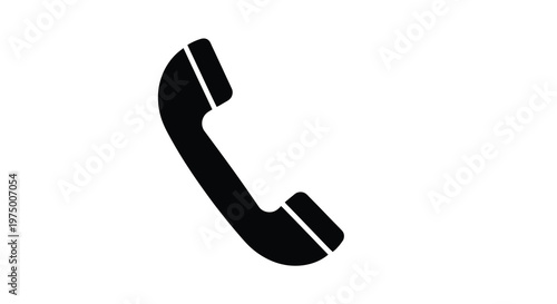 A simple black silhouette of a classic telephone handset isolated on a white background high quality