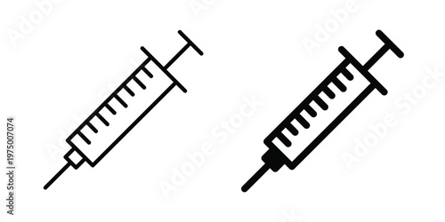 Syringe icon on white background. linear pictogram. Flat symbols
