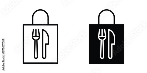 Take away food icon on white background. linear pictogram. Flat symbols