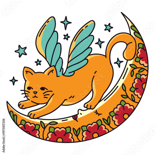 Magical cat on the moon