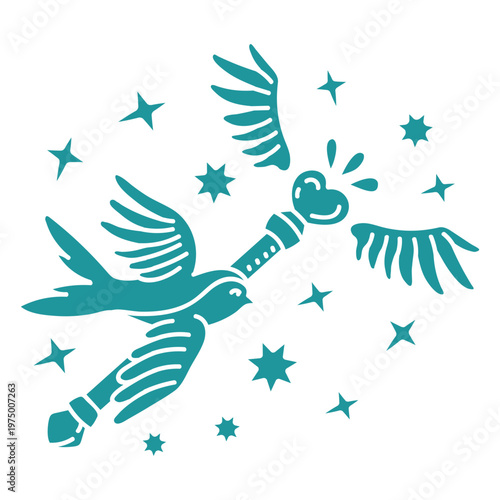 Bird with a magic wand