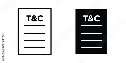 Terms and Conditions icon on white background. linear pictogram. Flat symbols