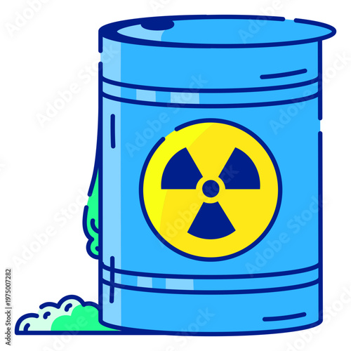 Blue barrel with radioactive symbol