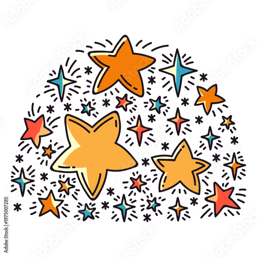 Stars forming a colorful constellation