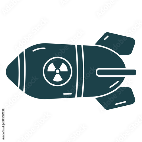 A black rocket with radioactive symbol soaring through the space