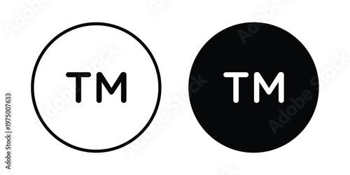 TM trademark icon on white background. linear pictogram. Flat symbols
