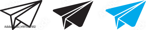 Paper plane icon, send message button, blue paper plane logo, email letter telegram vector illustration, mail sign, flight origami, online chat symbol