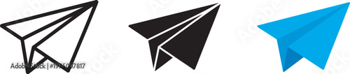 Paper plane icon, send message button, blue paper plane logo, email letter telegram vector illustration, mail sign, flight origami, online chat symbol