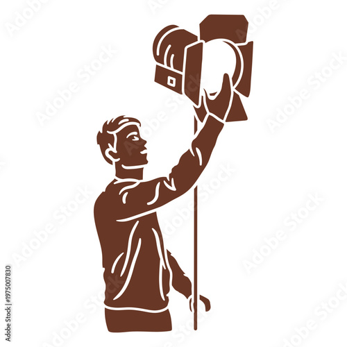 Lighting technician on a movie set