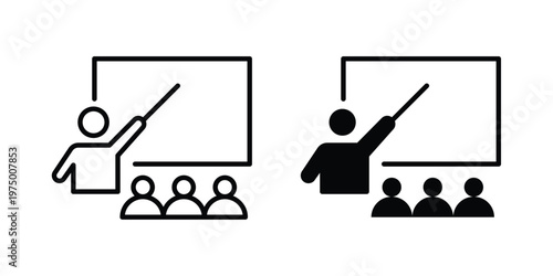 Training icon on white background. linear pictogram. Flat symbols