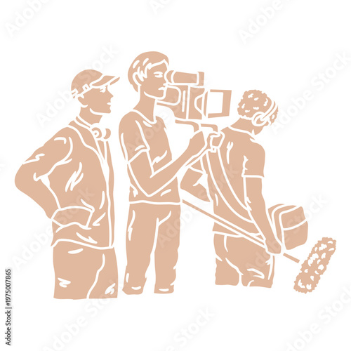 Crew of technicians on a movie set