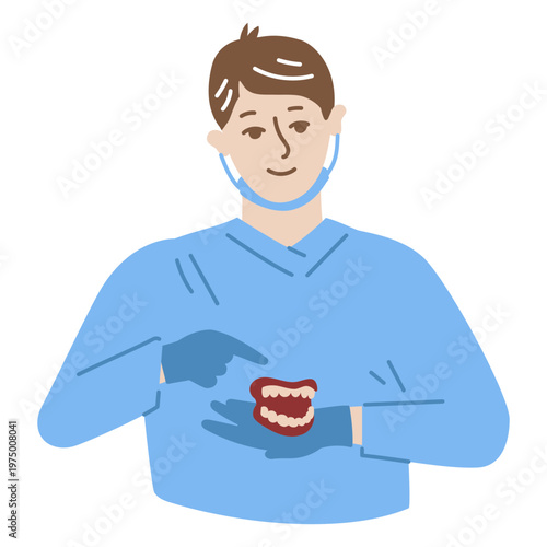 Orthodontist showing dentures