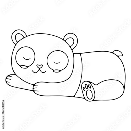 Cute panda bear taking a nap