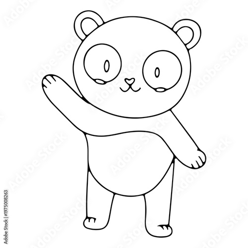 Cute baby bear waving hand