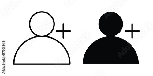 User add icon on white background. linear pictogram. Flat symbols