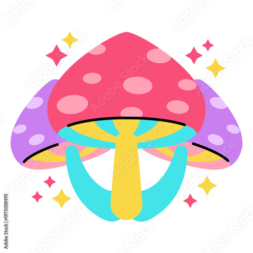 Psychedelic shinny mushrooms