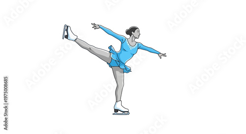 Elegant Figure Skater Performing A Graceful Ballet Pose On Ice