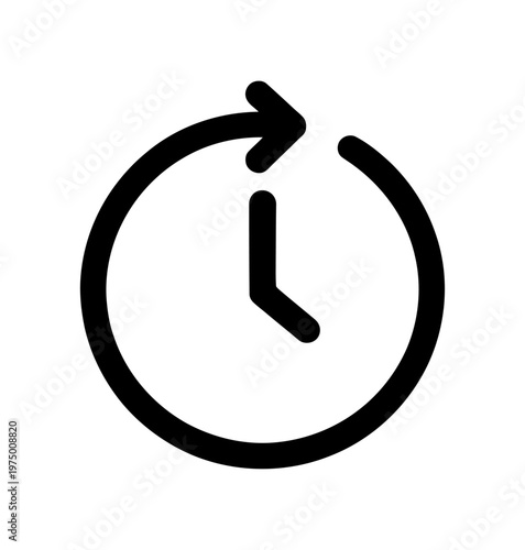 Vector of a clock with an arrow pointing counterclockwise