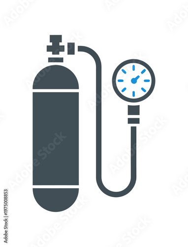 Vector of a scuba diving tank with a pressure gauge attached by a hose