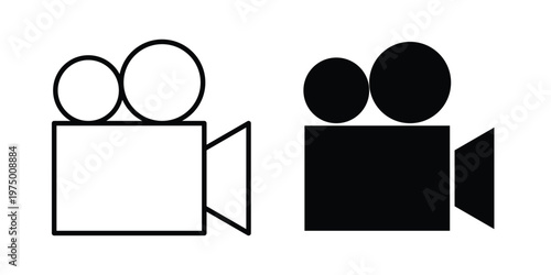 Video camera icon on white background. linear pictogram. Flat symbols