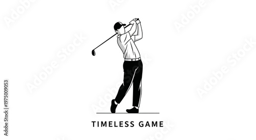 Elegant Golfer Swinging With Style Minimalist Artwork Capturing The Timeless Game