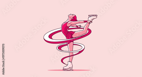 Elegant Ice Skater Captures Graceful Artistic Performance Frozen in Time