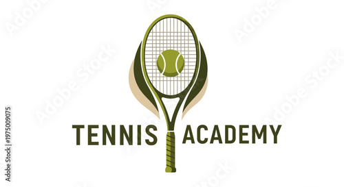 Elegant Tennis Academy Logo Design With Racquet and Ball