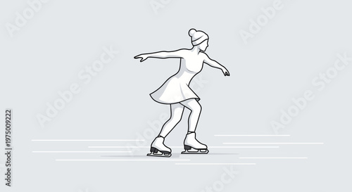 Elegant Ice Skating Silhouette Female Athlete Performing A Figure Skating Spin