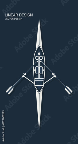 Elegant Linear Rowboat Design For Modern Sporting Graphics