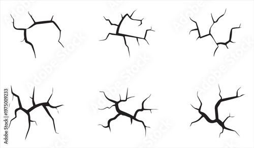 Collection of cracked surface splatter patterns for grunge textures and damage design elements