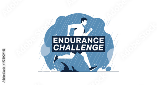 Endurance Challenge Runner Pushing Through Adversity In Rain