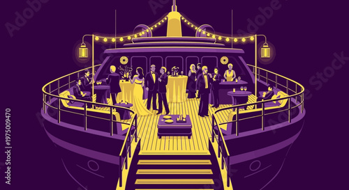 Elegant Yacht Party In Purple And Yellow Color Scheme