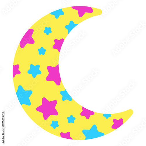 Moon filled with multicolored stars