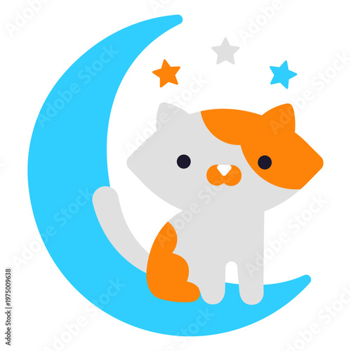 Multicolores cat on the moon