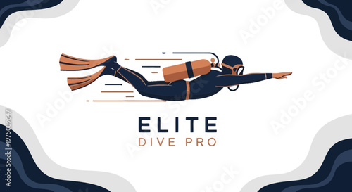 Elite Dive Pro Action Illustration Capturing the Thrill of Underwater Exploration