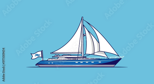 Elegant Sailboat Gracefully Navigating Calm Azure Waters