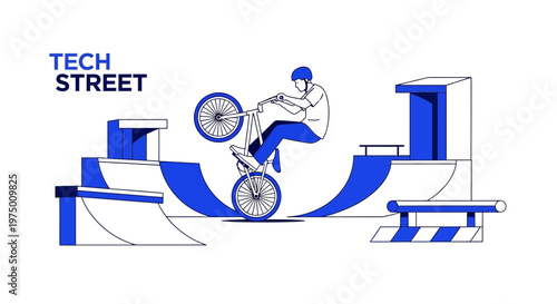 Energetic Bmx Rider Performing Tricks On A Modern Street Course