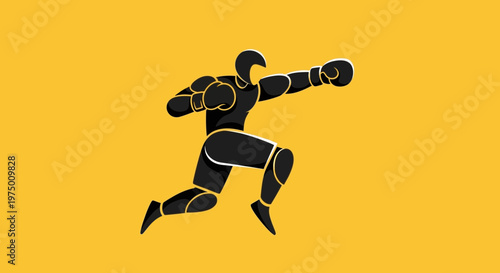 Energetic Boxer In Motion On Bright Yellow Background