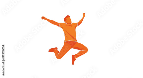 Energetic Person Jumping High With Arms Raised In Celebration