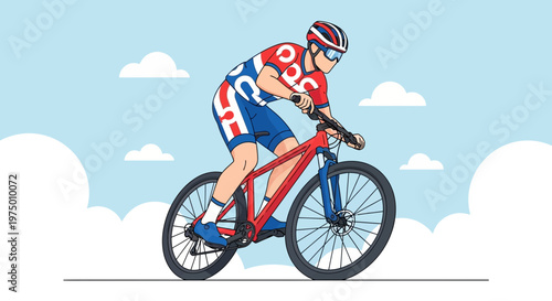 Energetic Cyclist Navigating Open Terrain Under Sunny Skies