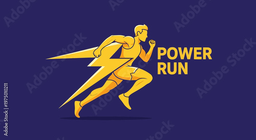 Energetic Runner Lightning Bolt Icon For Speed And Power Fitness