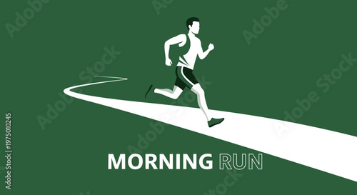Energetic Runner Pacing Through a Winding Path During Dawn A Fitness Concept