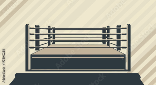 Empty Boxing Ring Awaiting Combatant Illustrated Sport Arena Competition Space