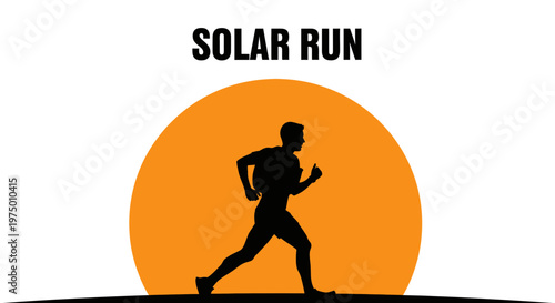 Energetic Silhouette Runner Against a Vibrant Solar Disc