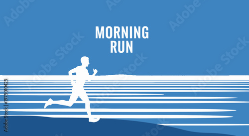 Energetic Silhouette Jogging Through Abstract Sunrise Horizon Motion